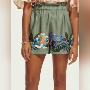 Scotch & Soda green floral shorts